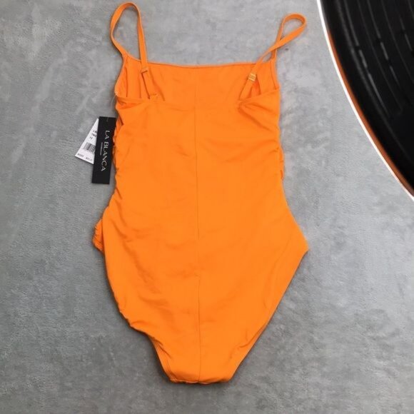 La Blanca Island Goddess One-Piece Swimsuit Tangerine Size 12 New - Picture 9 of 9